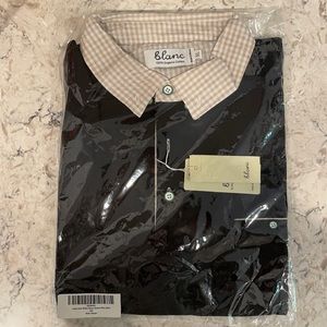 Black short sleeve polo with checkered collar